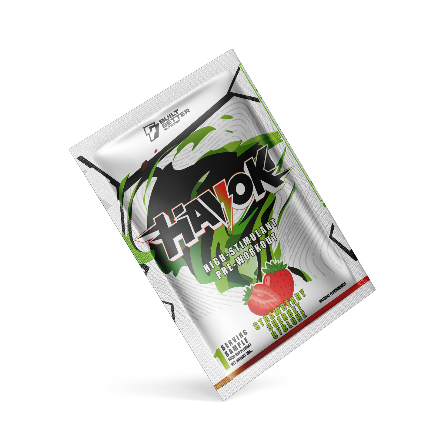 BBN Havok Pre-Workout Foil Sample Pack 1 Serving Strawberry Sherbet Cyclone